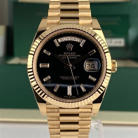 rolex day date onyx dial baguette 40mm|Rolex Day-Date gold.